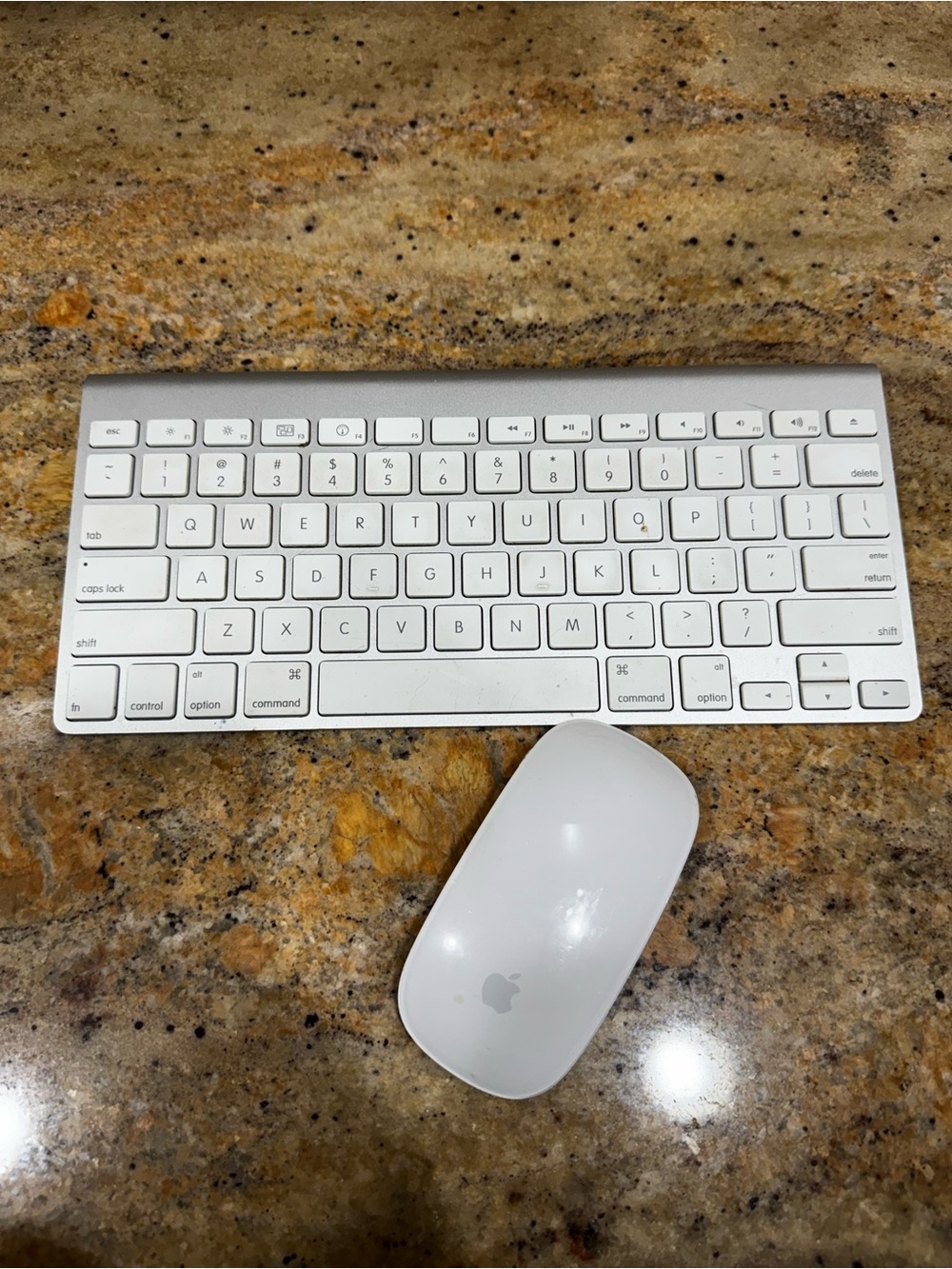 Apple White & Silver Wireless Keyboard with White Magic Mouse